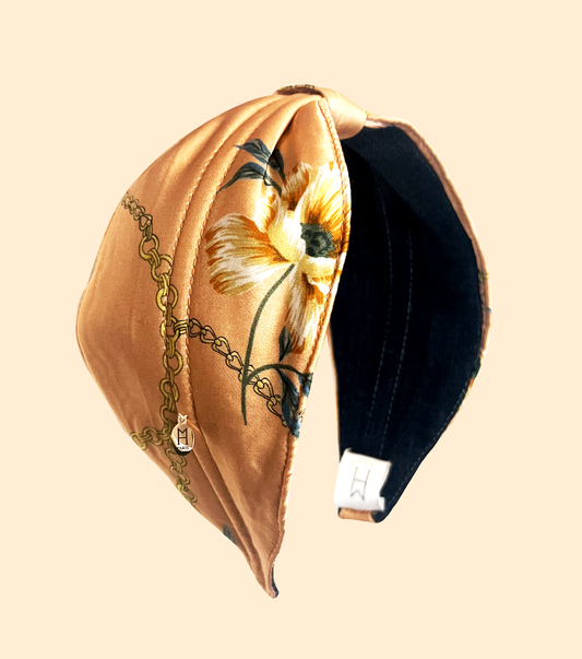 Serre-tête Satiné à Motifs Floraux – Élégance & Confort